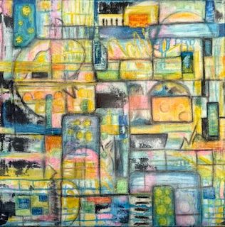 Night Life - acrylic mixed on canvas 24"x24"  POR