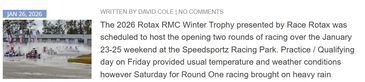 Race Rotax RMC Winter Trophy racing event on heavy rain and wet track.