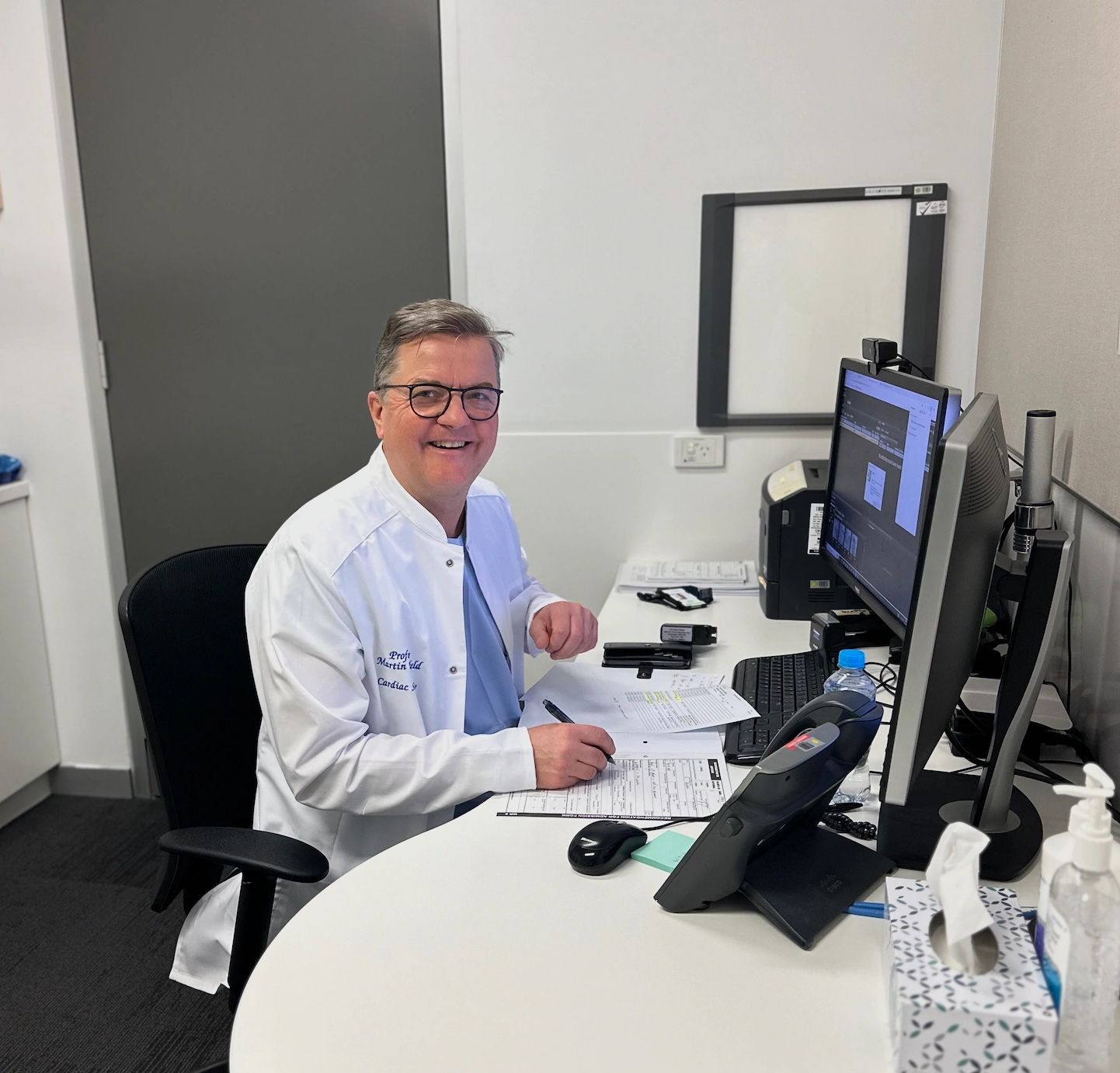 Martin Misfeld in his Office. Consultating patients for heart surgery and minimally invasive surgery