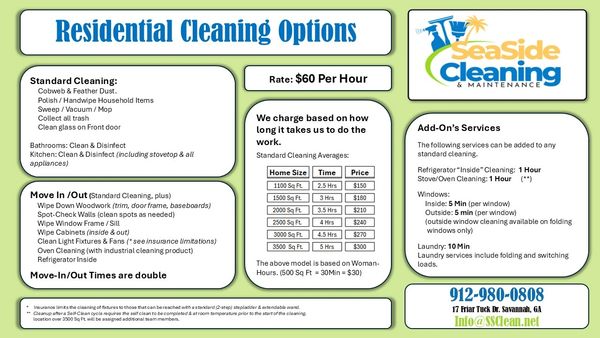 Residential Services & Pricing