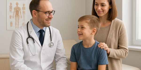 Family discussing safe medicine with their doctor.  Make America safe. Healthcare access. Safe vacci