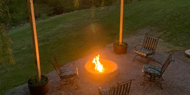 Fire time!  Light up the string lights in the private back yard!  