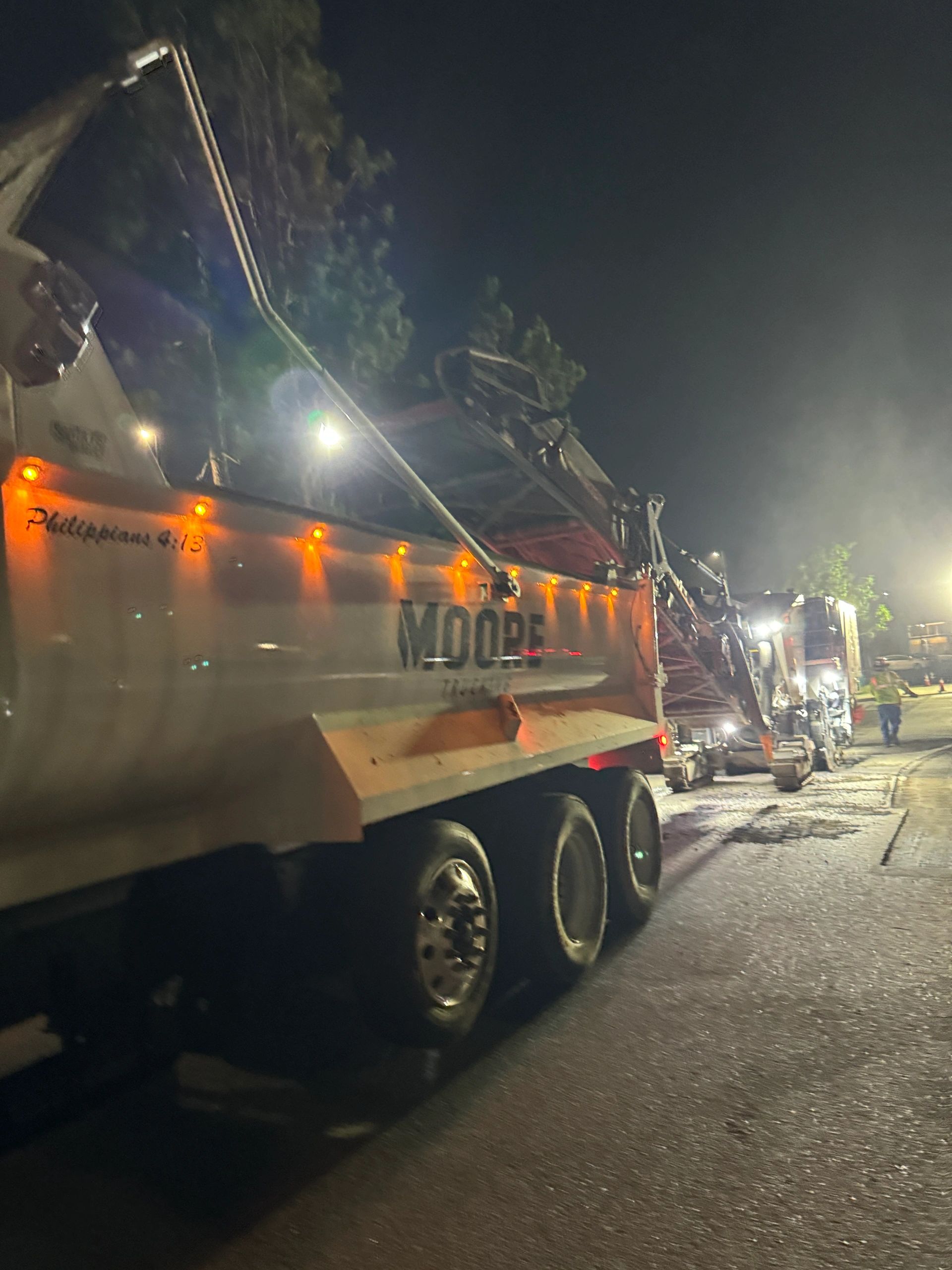 Asphalt paving night job