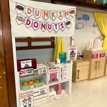 Dunkin' Donuts Coffee Shop Preschool Dramatic Play Printables, pretend play donut shop, donuts 