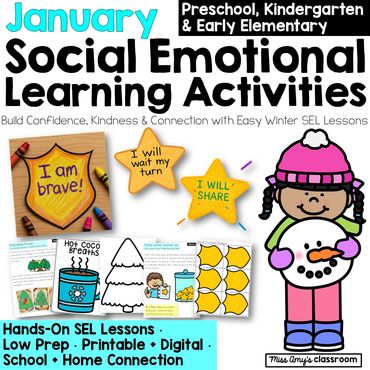 January social emotional learning activities for preschool, kindergarten and elementary classrooms