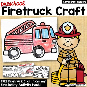 free firetruck craft, preschool firetruck activities