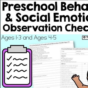 behavioral checklists for toddlers and preschool social emotional skills