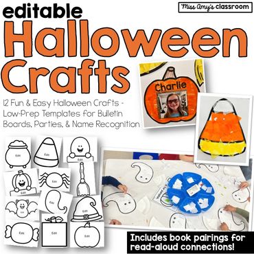 Halloween Crafts for Preschool, Kindergarten, square pumpkin, pumpkin, witch, candy corn