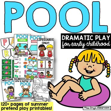 pool dramatic play printables, summer pretend play activities for preschool