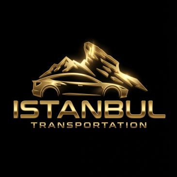 Golden car and mountain logo with text 'Istanbul Transportation'.