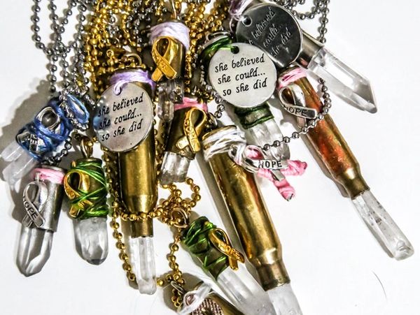 Rehabmmunition jewelry life! Bullet casings, bullet jewelry, necklaces with bullets, gemstones