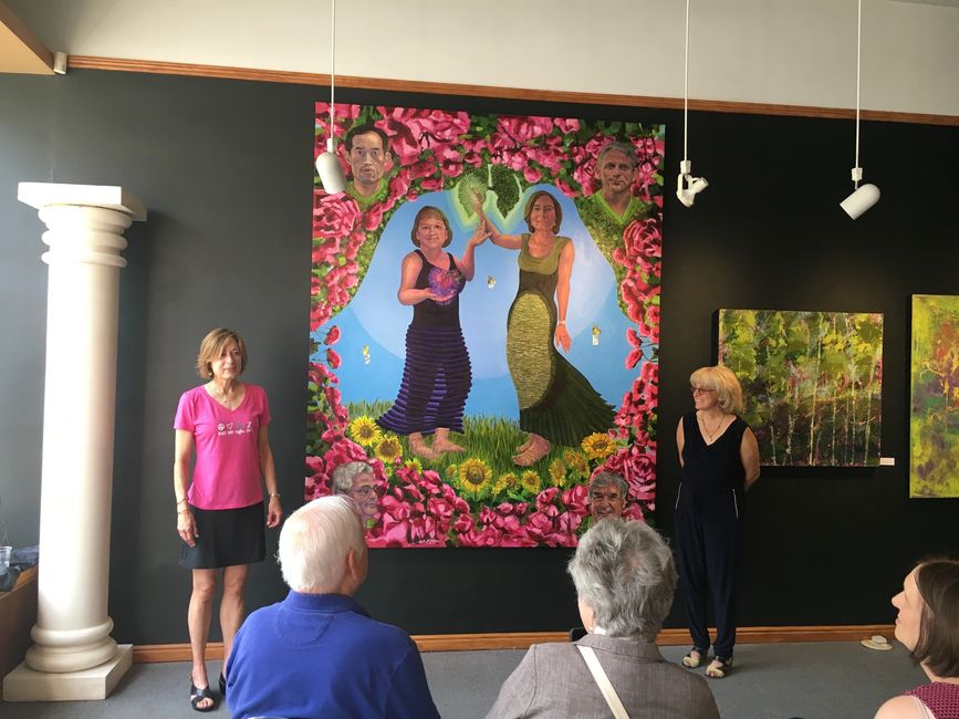 Linda Karr & Anne Ruth Isaacson present at  23 August 2018 painting unveiling; Photo by Taylor Tynes