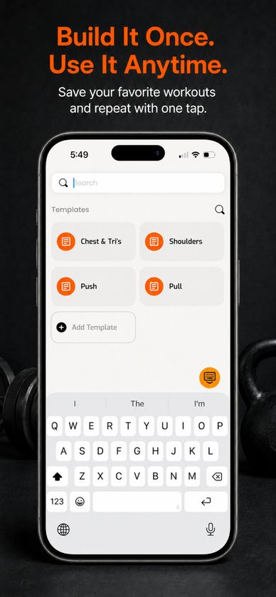 Ultimate Trainer custom workout templates for saving and reusing favorite gym workouts.