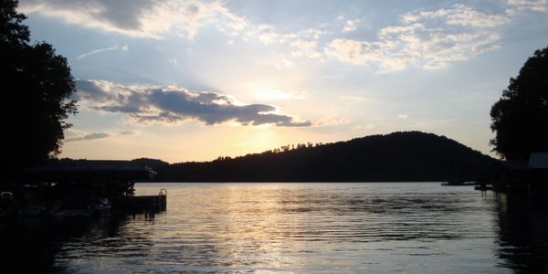 Beautiful view of the lake and sunset off the private dock.