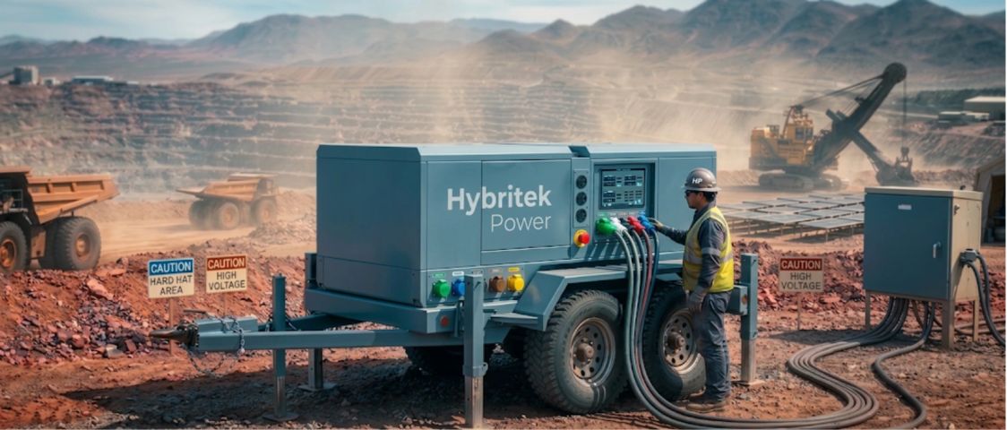 Concept rendering of the HT-150 hybrid power platform deployed at a mine site