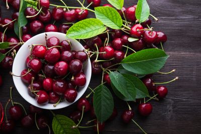 Ripe cherries freshly picked