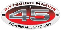 Pittsburg Marine 45th anniversary logo with #GodBlessAndGoodFishin'.