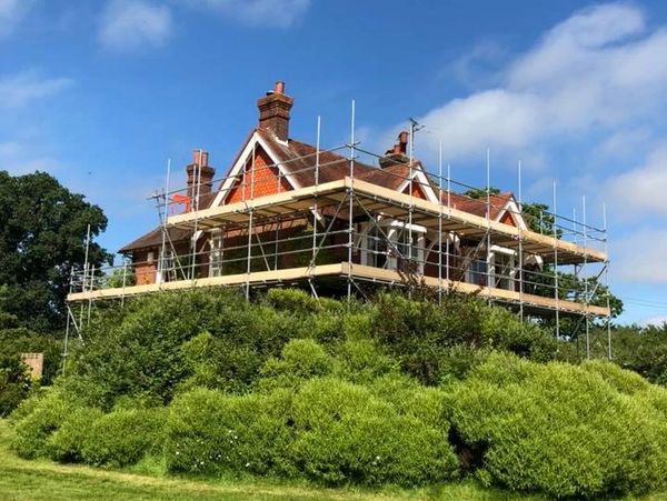 Scaffold built for roof repairs, painting & decorating in Seaford, East Sussex