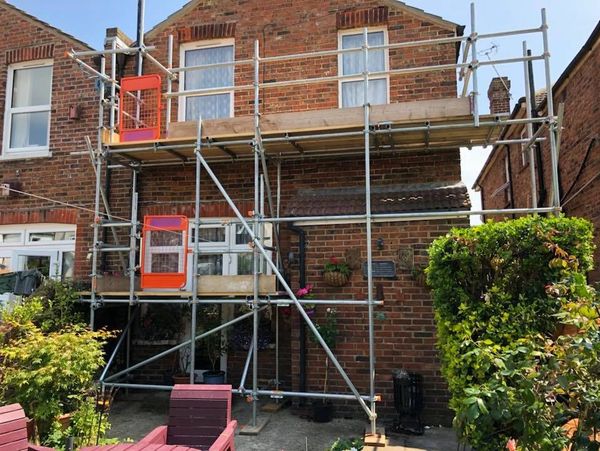 Scaffolding for repointing, erectced for a residential customer in Eastbourne, East sussex