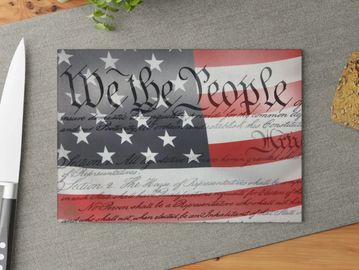 Patriotic Glass Cutting Board American Flag Constitutional Design - Folklore Decem