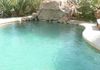 the renovated pool with 'jumping rocks' cascade at the Ibiza finca