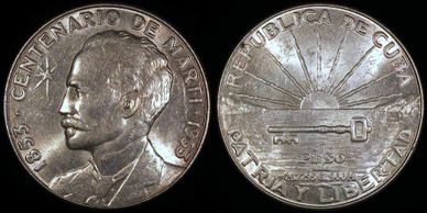 1953 Cuban Jose Marti Commemorative Peso