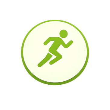 Green running figure icon inside a green-bordered circle.