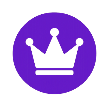 Purple circle with a simple black crown icon inside.