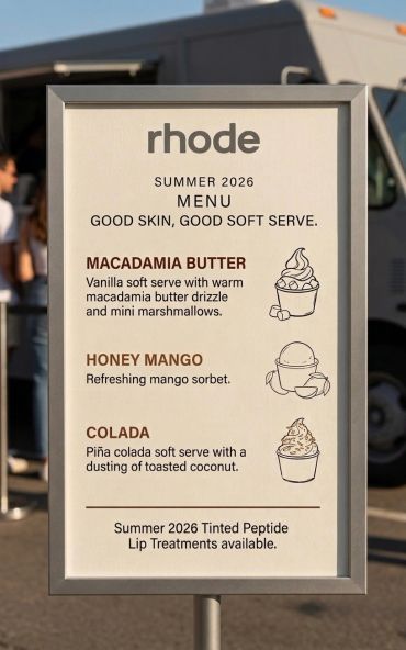 Summer 2026 soft serve menu featuring macadamia butter, honey mango, and colada flavors.