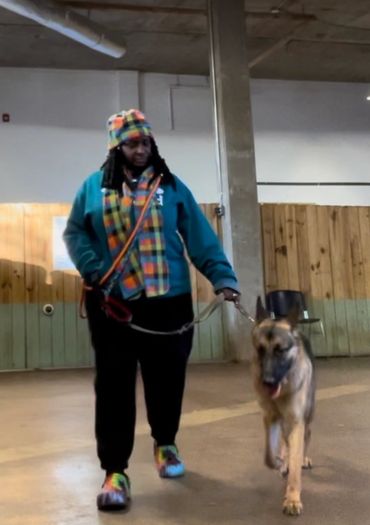 Dog and Trainer walking in the heel position