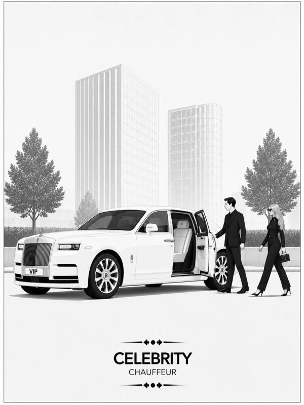Luxury chauffeur opening car door for a stylish woman.