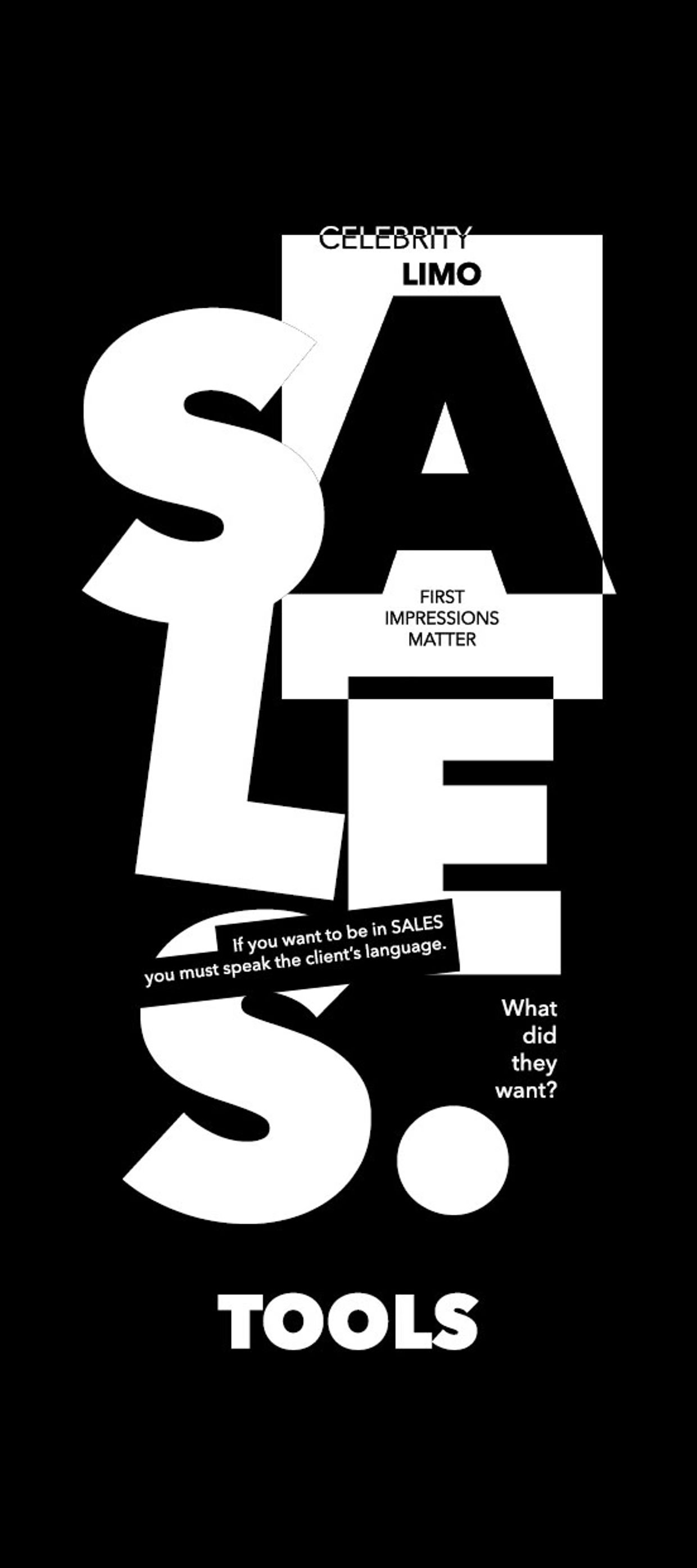 Bold typography emphasizing sales and communication in business.