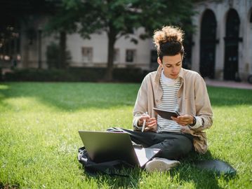 College student working on admission essays