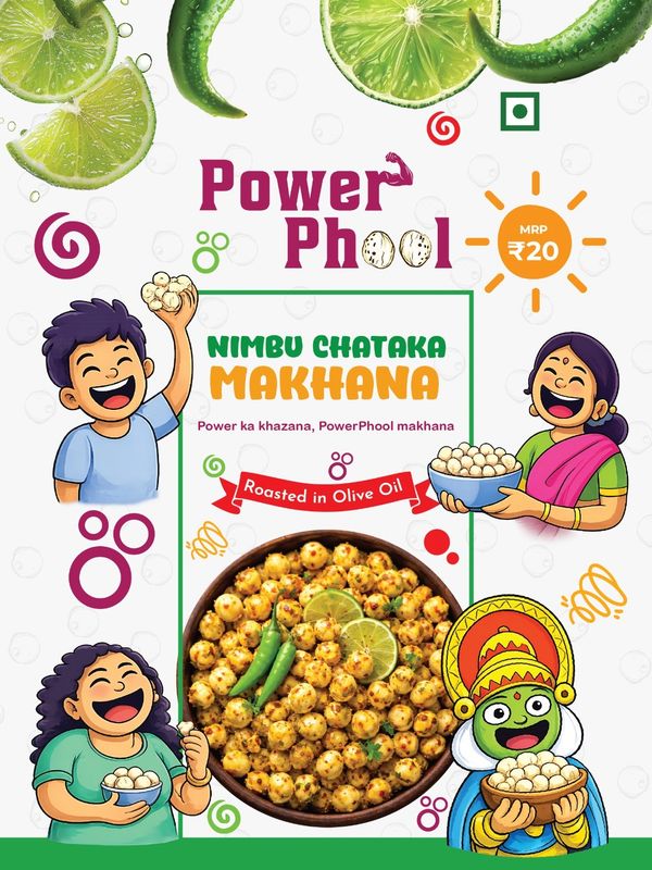 Power Phool Nimbu Chataka Makhana roasted in olive oil, priced at ₹20.