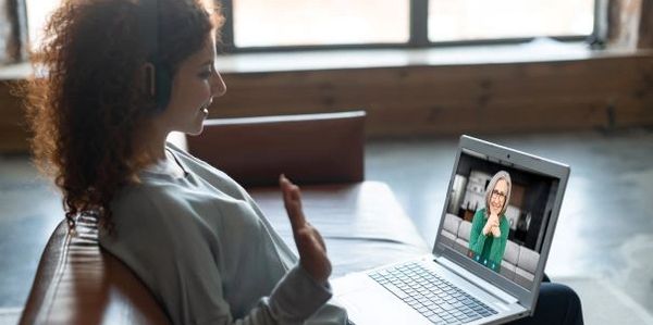 a woman having an online meeting 