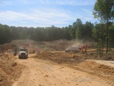 Tractors in the land development area