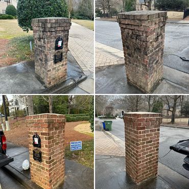 Power-Washing service on a Brick Mailbox