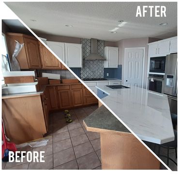 Epoxy countertop reface and cabinet painting 