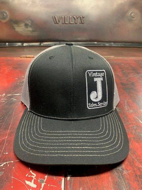 Vintage Jeeper Trucker Hat (Black Front /(Charcoal Gray Mesh Rear )
