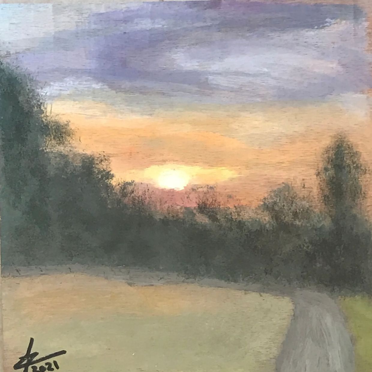 Sunset in the North
Watercolors and gouache on wood
20X20
2021