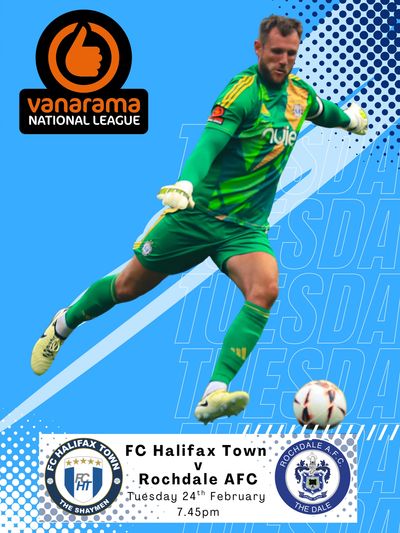 Football goalkeeper in action for Vanarama National League match.