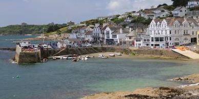 Image: a wide angle view of St Mawes Harbour