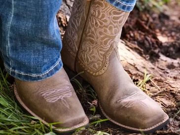 Close-up of leather cowboy boots.