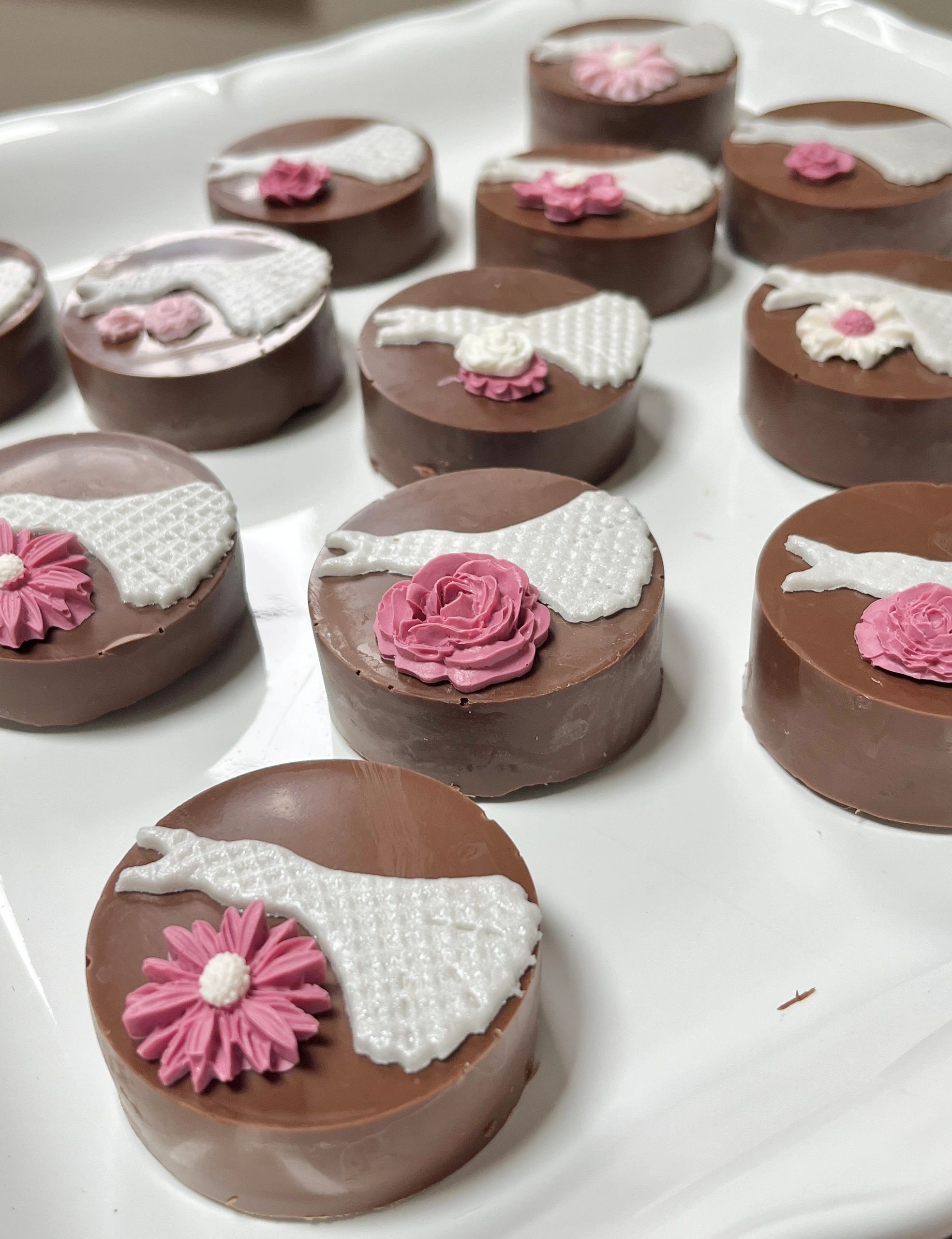 oreos covered in chocolate. bridal gown oreo. chocolate covered oreos