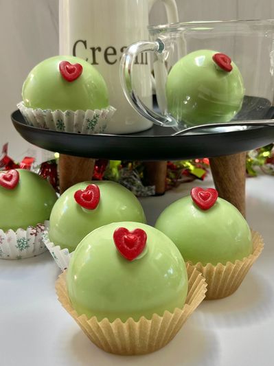 Grinch chocolate, hot cocoa bombs, holiday chocolate, local chocolate shop, cocoa bombs, Christmas