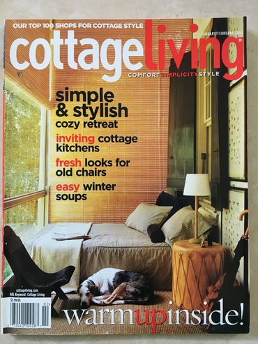 Cottage living magazine cover with wooden shades