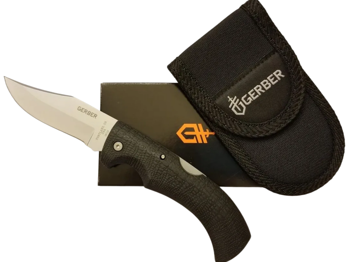 GERBER KNIFE GATOR LOCKBACK 6069 + SHEATH 5" CLOSED LENGTH USA MADE NIB