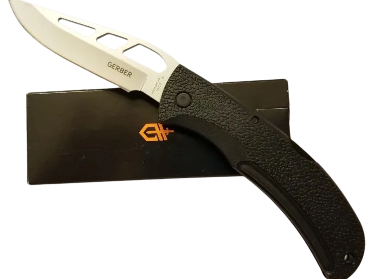 GERBER KNIFE EZ OUT PLAIN LOCKBACK 6701 4 1/2" CLOSED USA MADE NIB