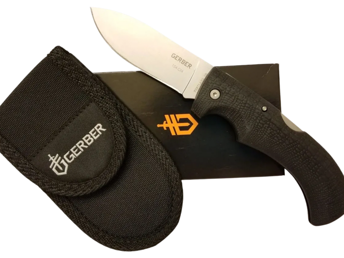 GERBER KNIFE GATOR LOCKBACK 6064 + SHEATH 5" CLOSED LENGTH USA