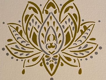 Lotus art painting on stretched canvas